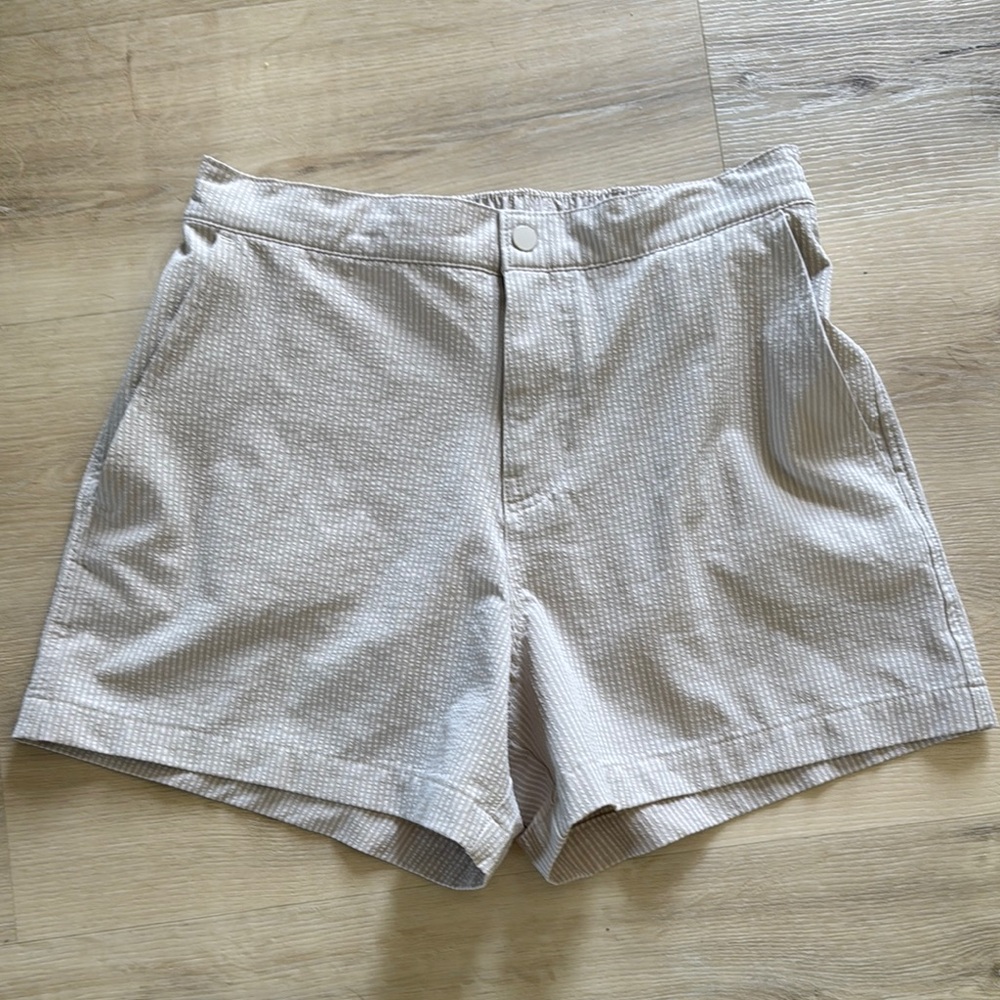 Abercrombie & Fitch XS Beige White Striped Textured Stretch Shorts